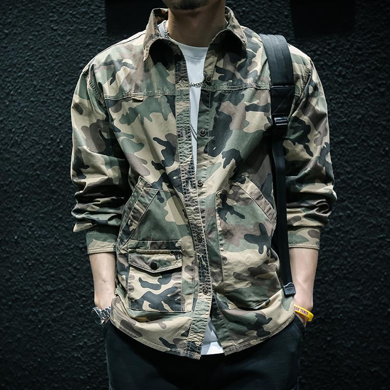 Camouflage Long Sleeve Tooling Shirt Jacket Men