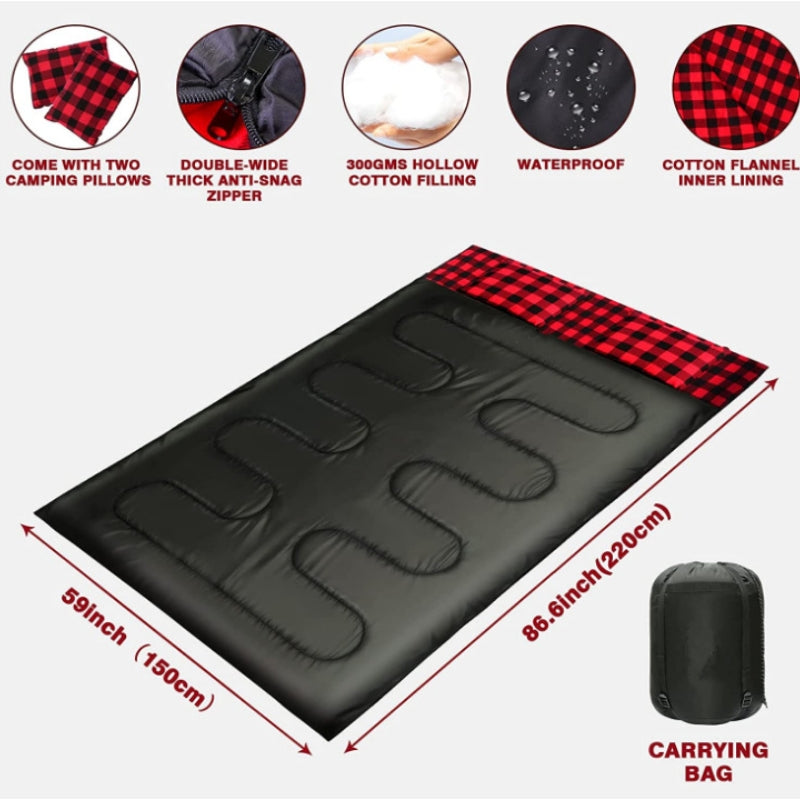 Outdoor Camping Flannel Sleeping Bag With Pillow