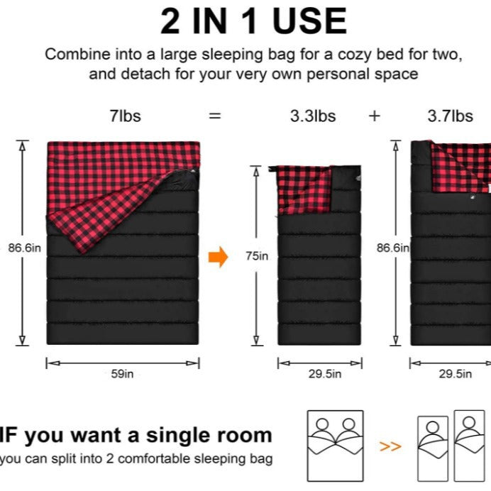 Outdoor Camping Flannel Sleeping Bag With Pillow