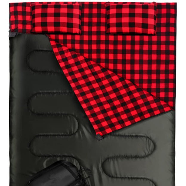 Outdoor Camping Flannel Sleeping Bag With Pillow
