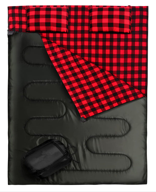 Outdoor Camping Flannel Sleeping Bag With Pillow
