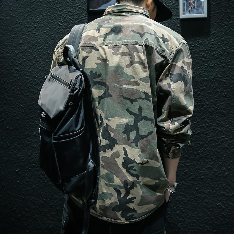 Camouflage Long Sleeve Tooling Shirt Jacket Men