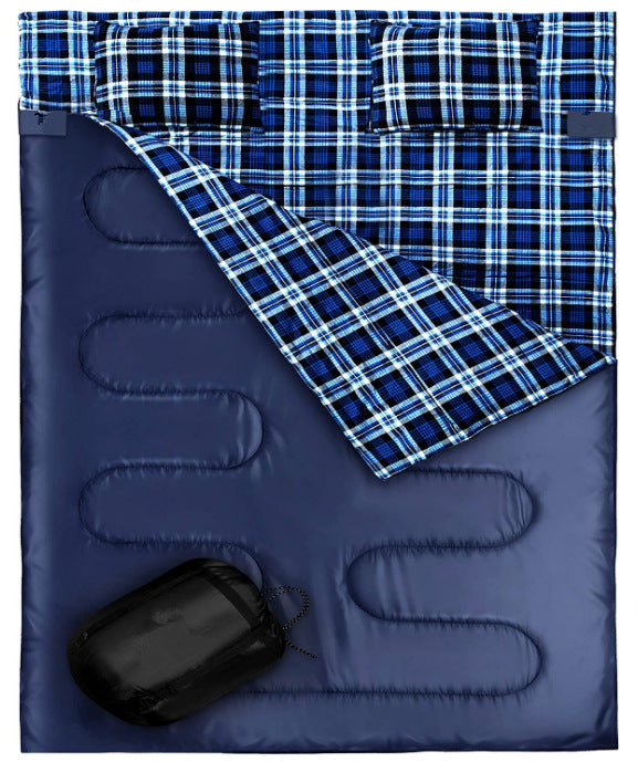 Outdoor Camping Flannel Sleeping Bag With Pillow