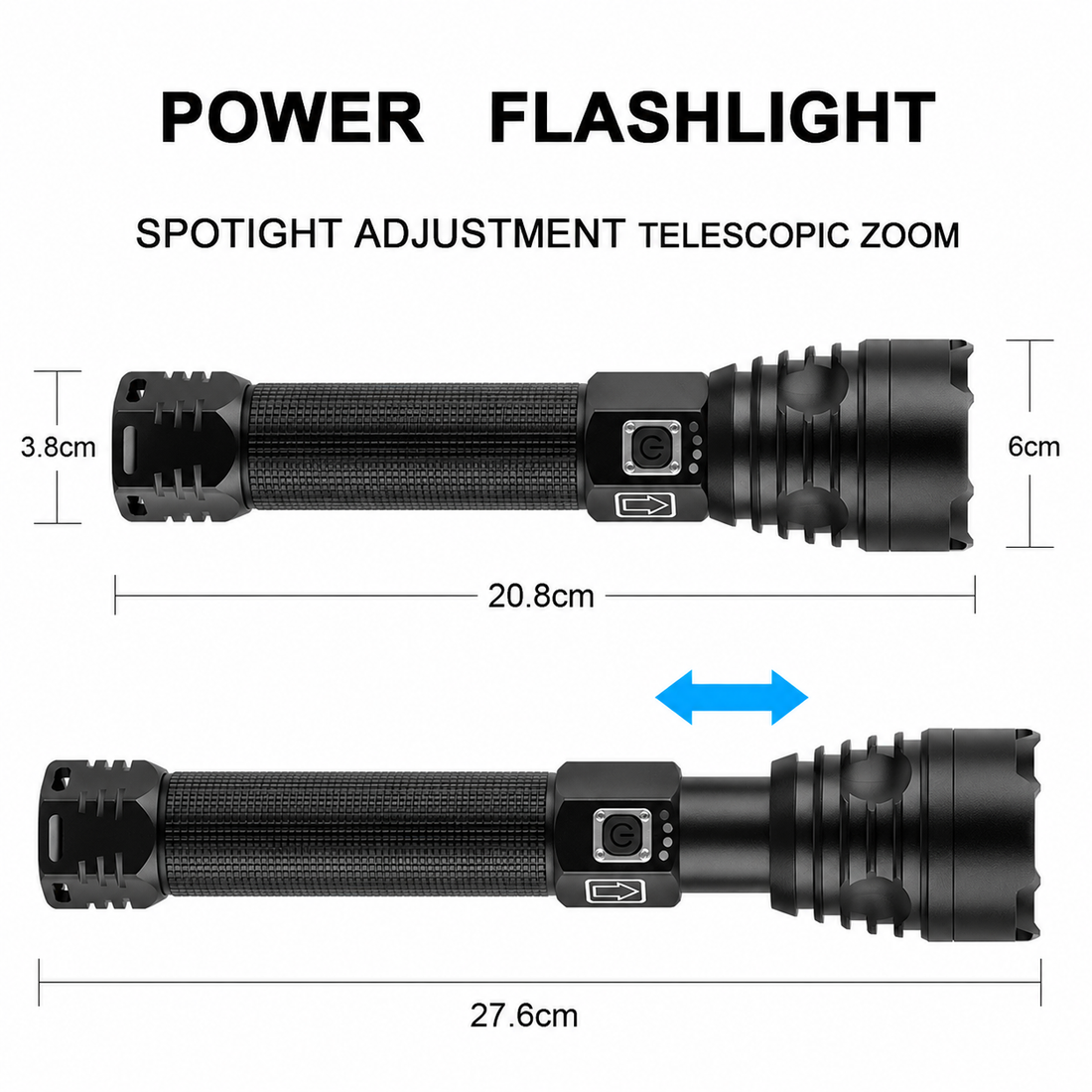 Strong flashlight USB charging