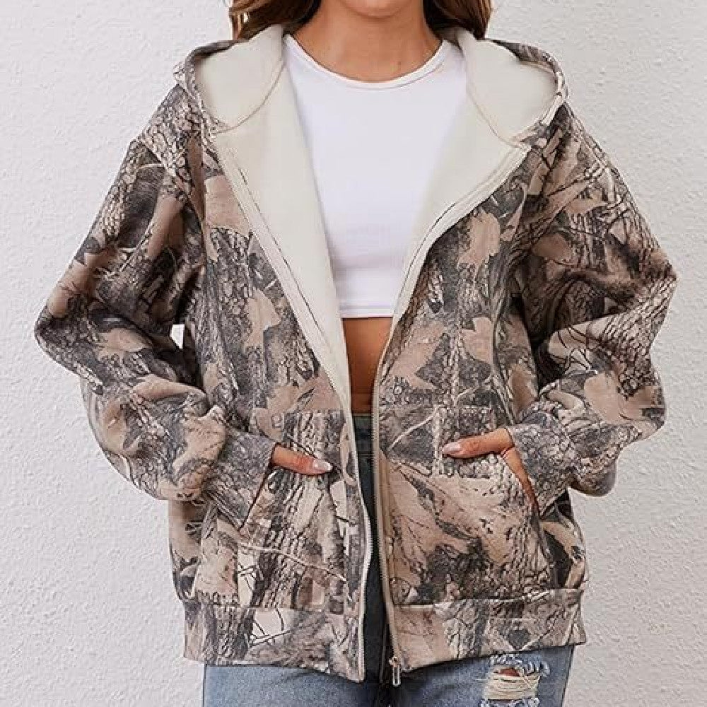 Men's And Women's Hooded Camouflage Jacket